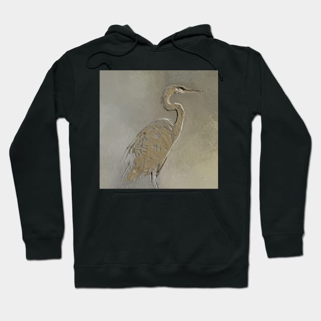 Metalic Blue Heron Hoodie by PeggyNovak